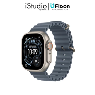 (Ocean Band) Apple Watch Ultra 3 GPS + Cellular 49mm Titanium Case with Ocean Band [iStudio by UFicon]