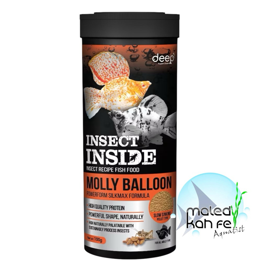 DEEP MOLLY BALLOON - Slow Sinking ( เม็ดจม ช้า ) insect inside SILKMAX FORMULA อาหาร ปลา บอลลูน โปรตีน 50% หนอนไหม