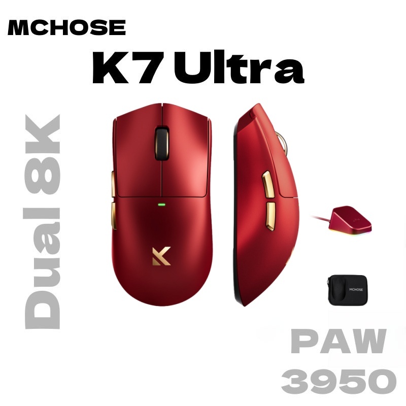 MCHOSE K7 Ultra 3 Mode Mouse DPI 42000  8K ไร้สาย ชาร์จแม่เหล็ก รองรับ สำหรับเกมเมอร์ประสิทธิภาพสูง