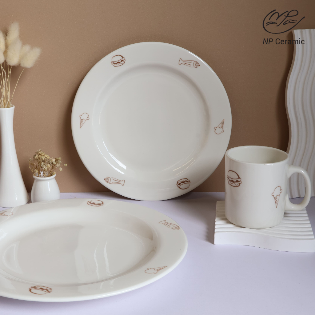 [ลดสูงสุด 80%] NP Ceramic จานเซรามิค แก้วมัค ลายไอติม ใส่ขนมหวานน่ารักสุดๆ