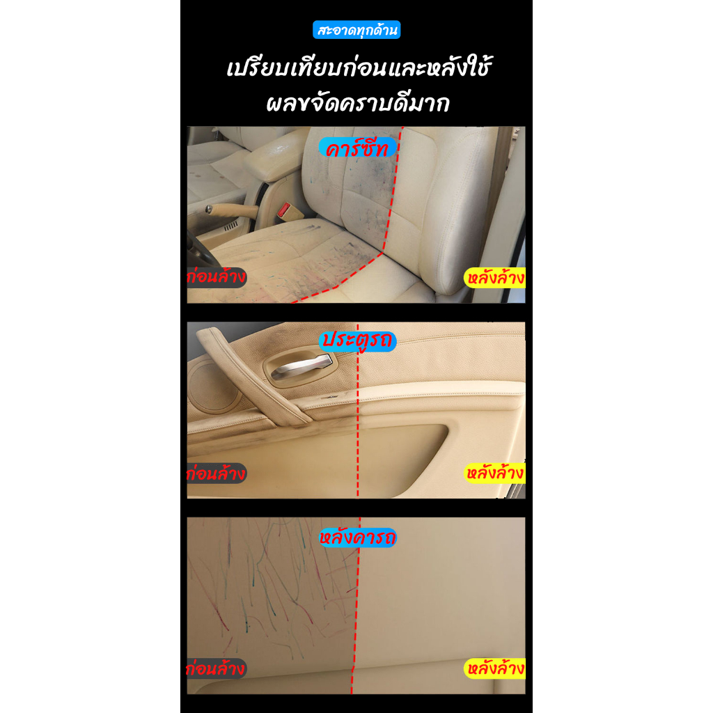 FLAMINGO Foam Cleaner โฟมทำความสะอาด สเปรย์ทำความสะอาด เบาะ หนัง ผ้า กำมะหยี่ น้ำยาซักเบาะ น้ำยาฟอกเบาะผ้า น้ำยาขัดเบาะร - รูปที่ 3