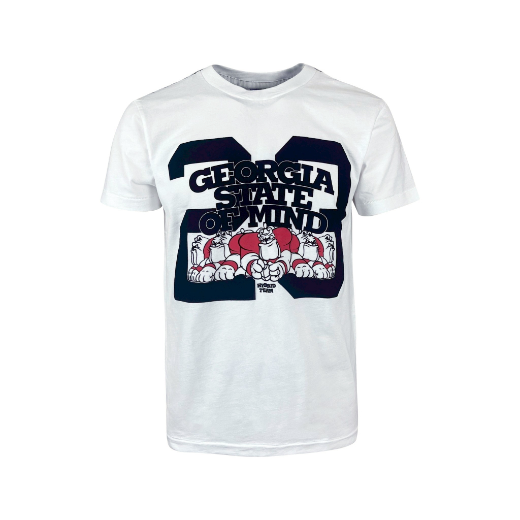 Hybrid T-shirt Men  ไฮบริดเสื้อยืดผู้ชาย สีขาว (white) MTS-1411WH เสื้อยืดลายกราฟฟิค สไตล์วินเทจ