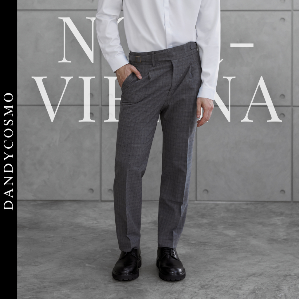 DANDY COSMO | กางเกง ลายตาราง สุดพรีเมียม Classic Pant รุ่น Noir-Vienna [ ✂️มีบริการตัดความยาว ]