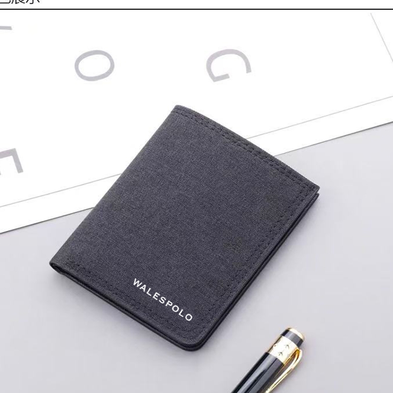 กระเป๋าสตางค์ผ้าแคนวาสบางเฉียบอินเทรนด์สําหรับผู้ชาย - กระเป๋าใส่บัตรแบบพับสั้นบางสําหรับนักเรียนและเยาวชน - รูปที่ 4