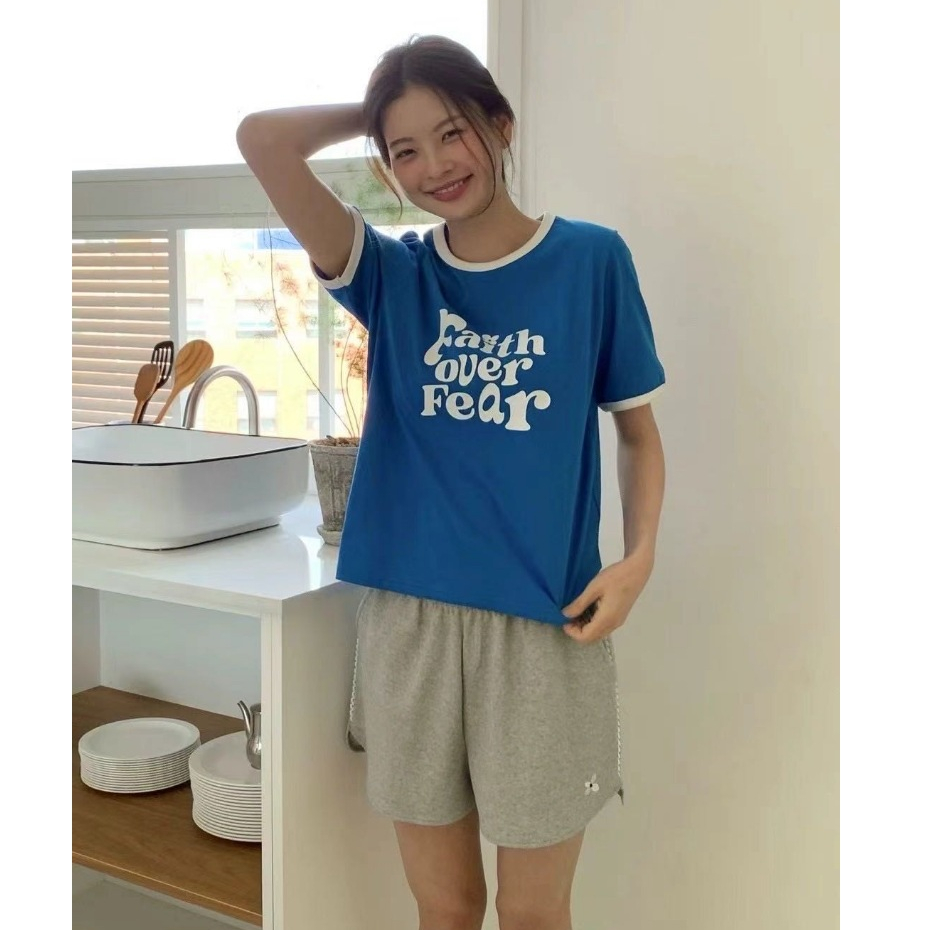 เสื้อยืดสกรีนลาย FAITH OVER FEAR RINGER TEES