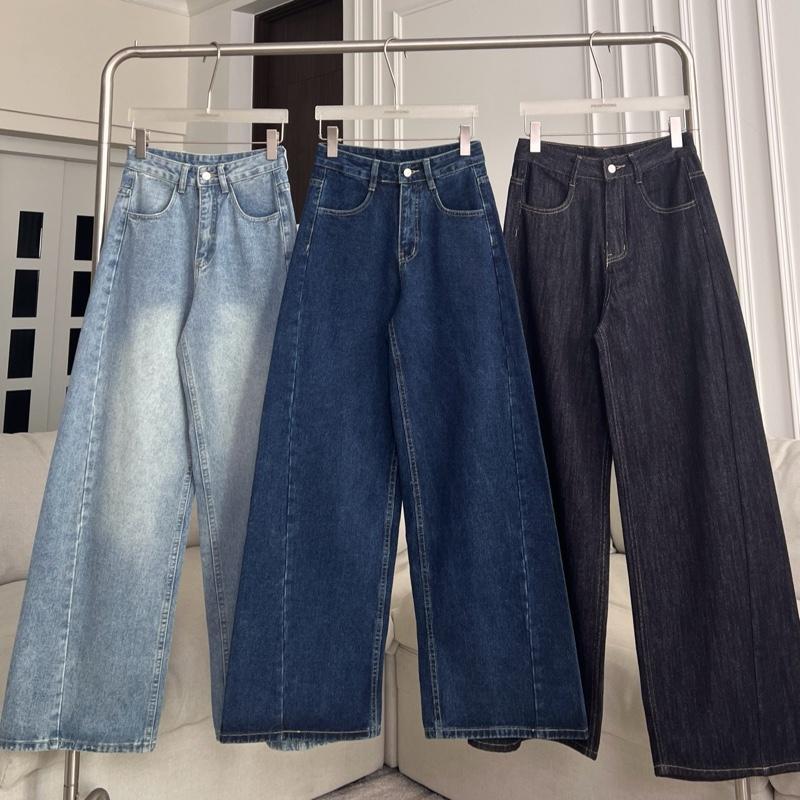 PTJ30260 กางเกงยีนส์ขายาวทรงขากระบอกใหญ่ปักโลโก้ PROMTHONG