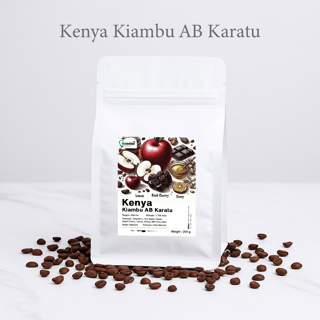 Dec เมล็ดกาแฟพิเศษ Kenya Kiambu AB เมล็ดกาแฟพิเศษคั่วกลาง บรรจุ 200g.