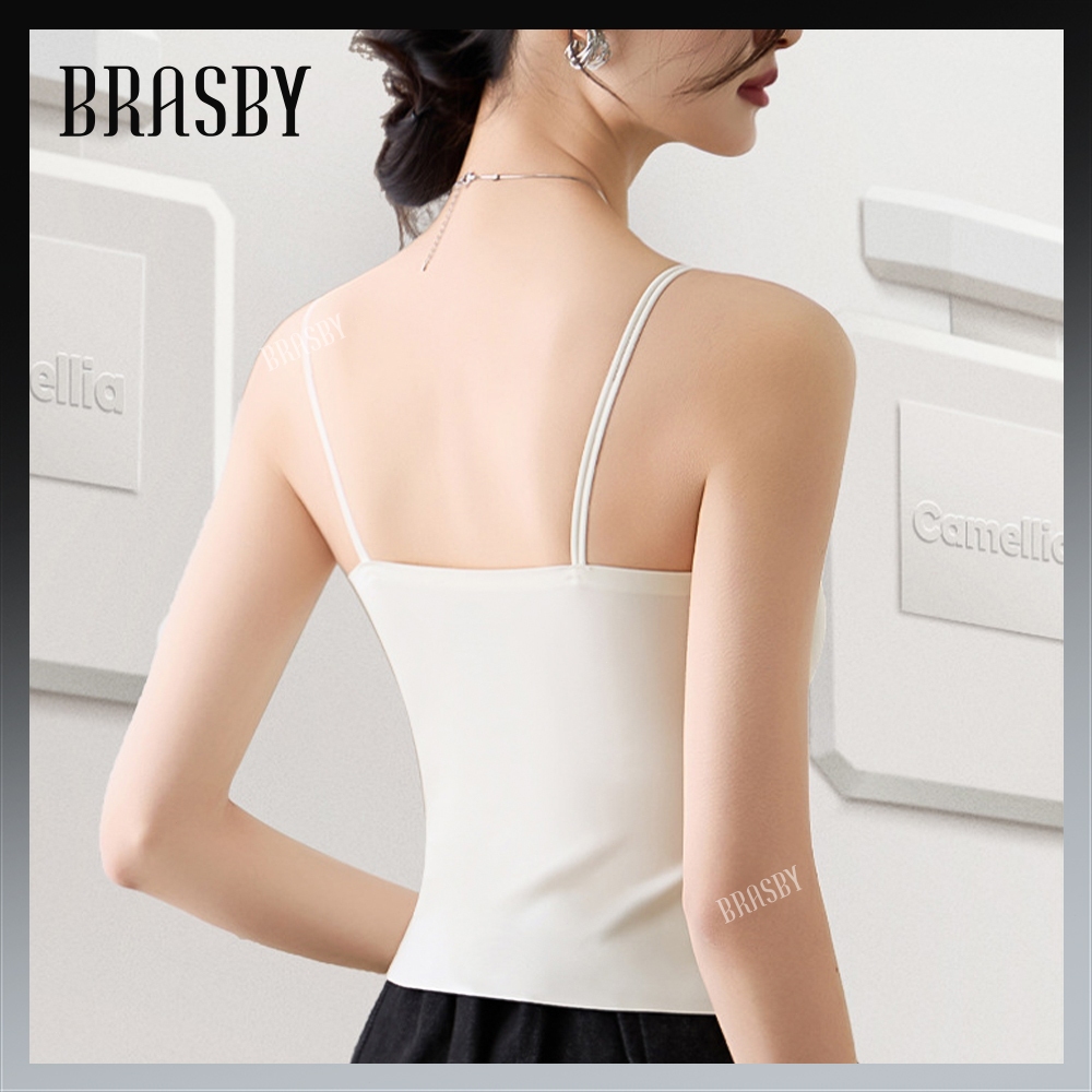 🎉Brasby🎉 เสื้อกั๊กผู้หญิง เสื้อกั๊กสายเดี่ยว เสื้อครอปคล้องคอ สายเดี่ยว บราเสริมฟองน้ำ ไม่ต้องใส่บรา เย็นสบาย - รูปที่ 2