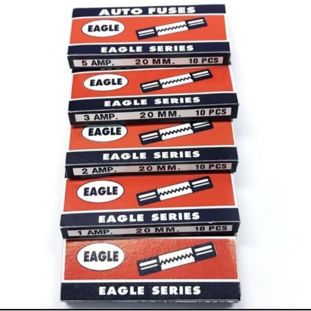 ฟิวส์สั้น 20mm. 1A/2A/3A/5A/10A/15A/20A/25A/30A (ยี้ห้อ Eagle)(กล่องละ10ตัว)(ราคากล่องละ)