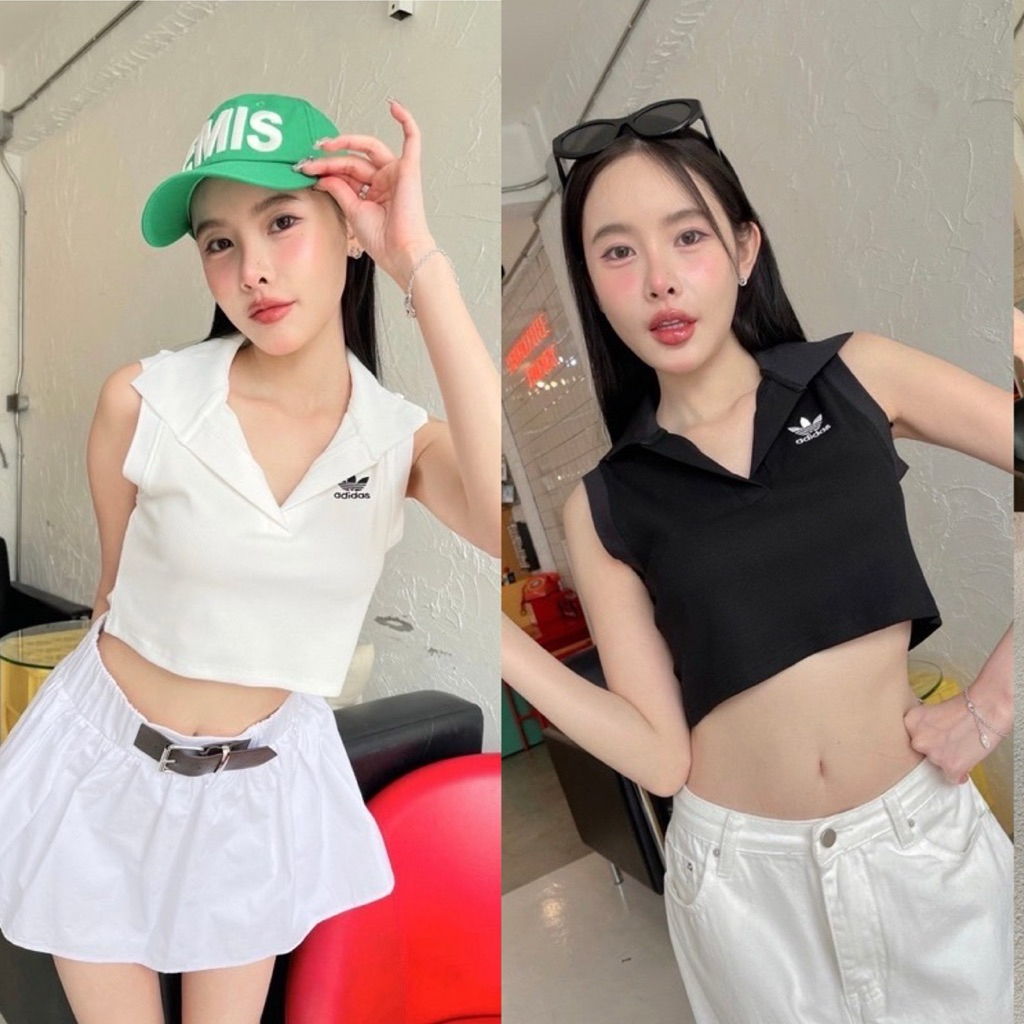 ADS polo crop📍เสื้อกล้ามคอปก ทรงเว้าแขนสวย ดีเทลปักโลโก้ งานสวยทรงจึ้ง แมทช์ง่ายใส่กับอะไรก็ดูดี