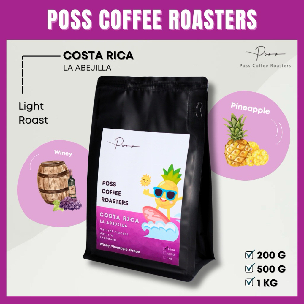 Poss Coffee Roasters เมล็ดกาแฟคั่ว Costa Rica La Abejilla (Natural) 200g 500g 1kg บดฟรี