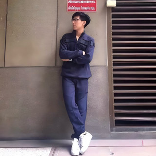 PANWA | ชุดลองจอห์นดับเพลิง ผ้าร่องสวีเดนแท้ สีกรมเข้ม ชุดลอ…