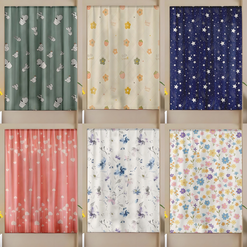 ผ้าม่านตีนตุ๊กแก ผ้าม่าน 1 ชั้น ผ้ากั้นห้อง ไตล์มินิมอล ไม่ต้องเจาะผนัง