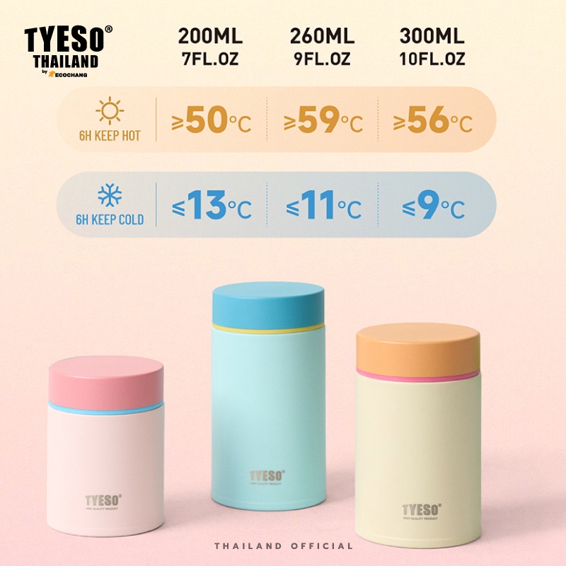 TYESO Food Jar ขวดสแตนเลส 316 ขนาด 200/260/300 ml เก็บอุณหภูมิได้ สำหรับใส่น้ำ/อาหาร ราคา ถูกที่สุด ดีลบีเคเค แกลเลอรีภาพที่ 8