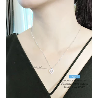 สร้อยคอเงินแท้92.5% ลายบอลกลมทุบแบน เส้นเล็กน่ารัก สีเงิน-ชุบทองคำขาว หนักครึ่งสลึงตัน 16-20 นิ้ว(งานอิตาลี) : P0341