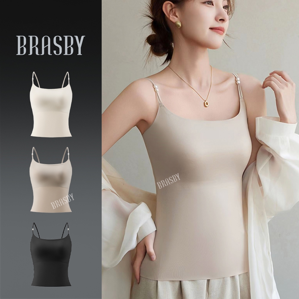 🎉Brasby🎉 เสื้อกั๊กผู้หญิง เสื้อกั๊กสายเดี่ยว เสื้อครอปคล้องคอ สายเดี่ยว บราเสริมฟองน้ำ ไม่ต้องใส่บรา เย็นสบาย