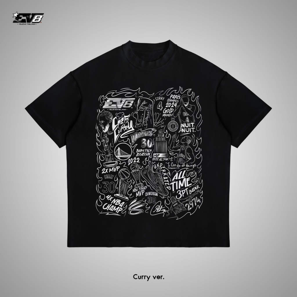 Elev8 Slam เสื้อOversized เสื้อยืด แฟชั่นบาส EV8 Element : Curry ver.  ผ้าCotton100% สกรีน DTG