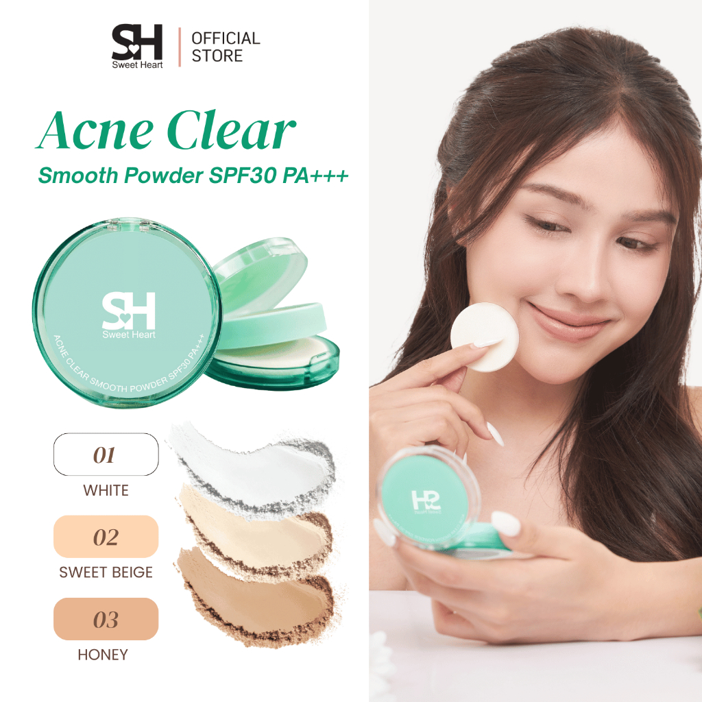 Sweet Heart Acne Clear Smooth Powder SPF30 PA+++ แป้งพัฟแอคเน่คุมมัน สำหรับผิวเป็นสิว