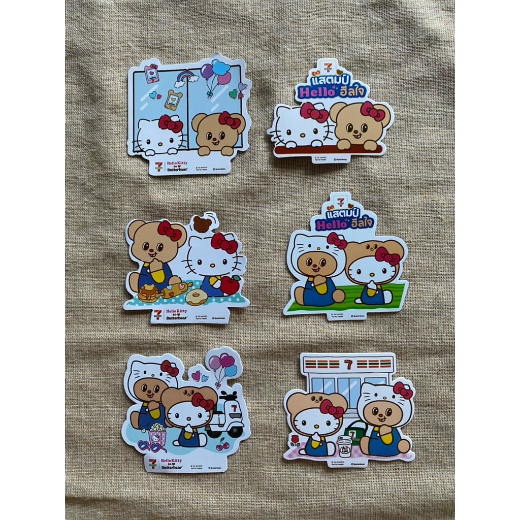สติ๊กเกอร์ 7-11 hello Kitty x butterbear ตามภาพ หมีเนย x เฮโล คิตตี้