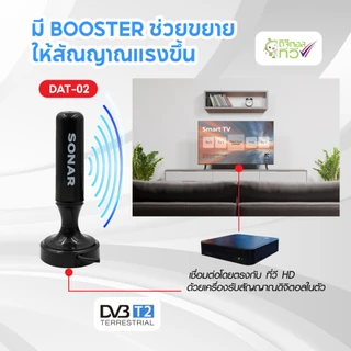 SONAR เสาทีวีดิจิตอล เสาอากาศ ดิจิตอลทีวี ภายในบ้าน ติดตั้งง่าย รุ่น DAT-02