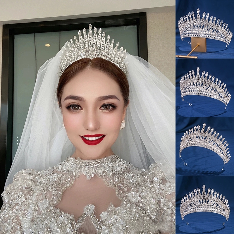 มงกุฏคริสตัสขนาดใหญ่เครื่องประดับผมสไตล์ยุโรปและอเมริกา