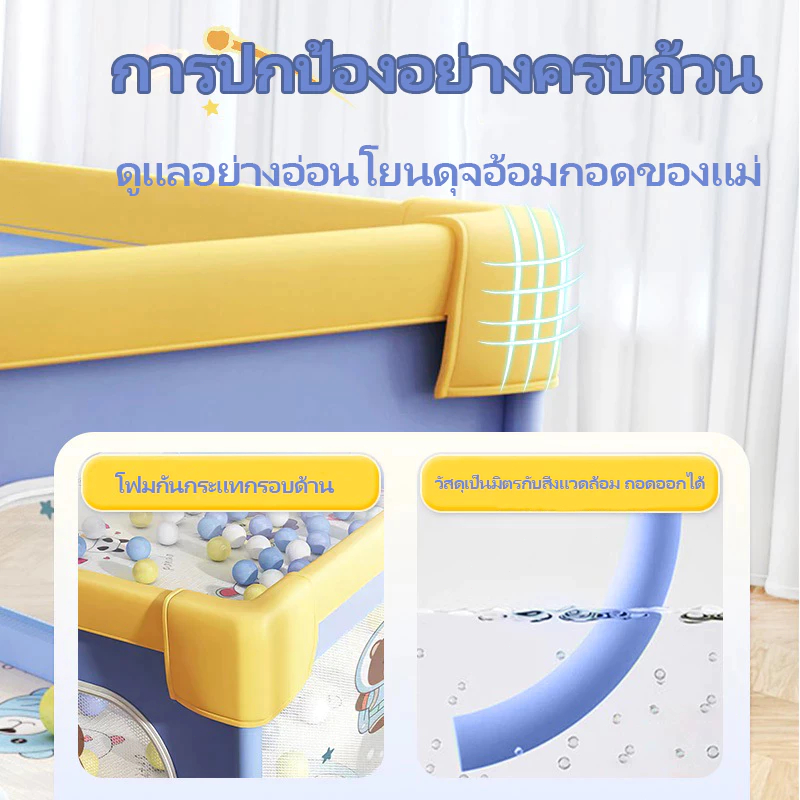 คอกกั้นเด็กเล็ก คอกกั้นเด็กพับเก็บได้ คอกเด็ก คอกกั้นเด็กสำหรับเล่น พื้นที่กว้าง ขนาด5ฟุต ใช้งานง่าย ทนทาน - รูปที่ 2