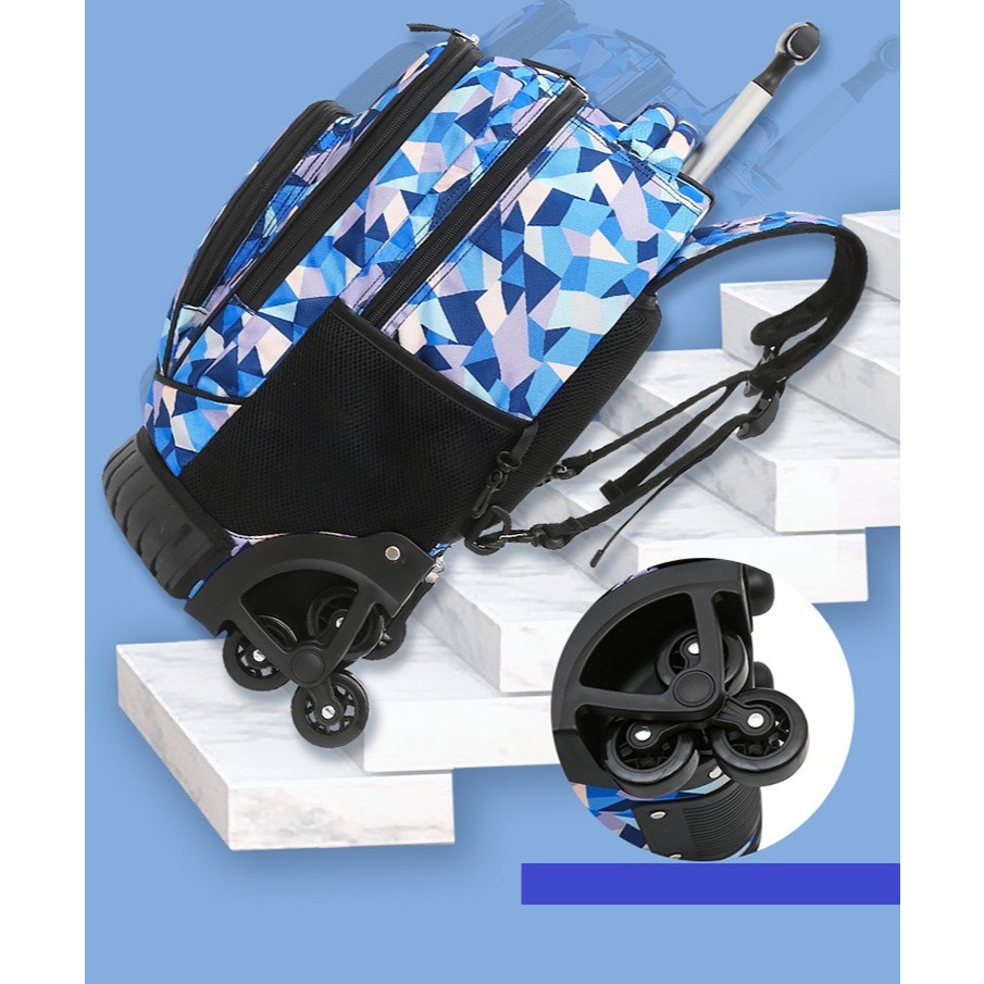 กระเป๋านักเรียนล้อลาก 3ล้อไต่บันได 17นิ้ว​ รุ่นนี้ล้อทนไม่แตกง่ายตั้งตรงได้ไม่ล้ม