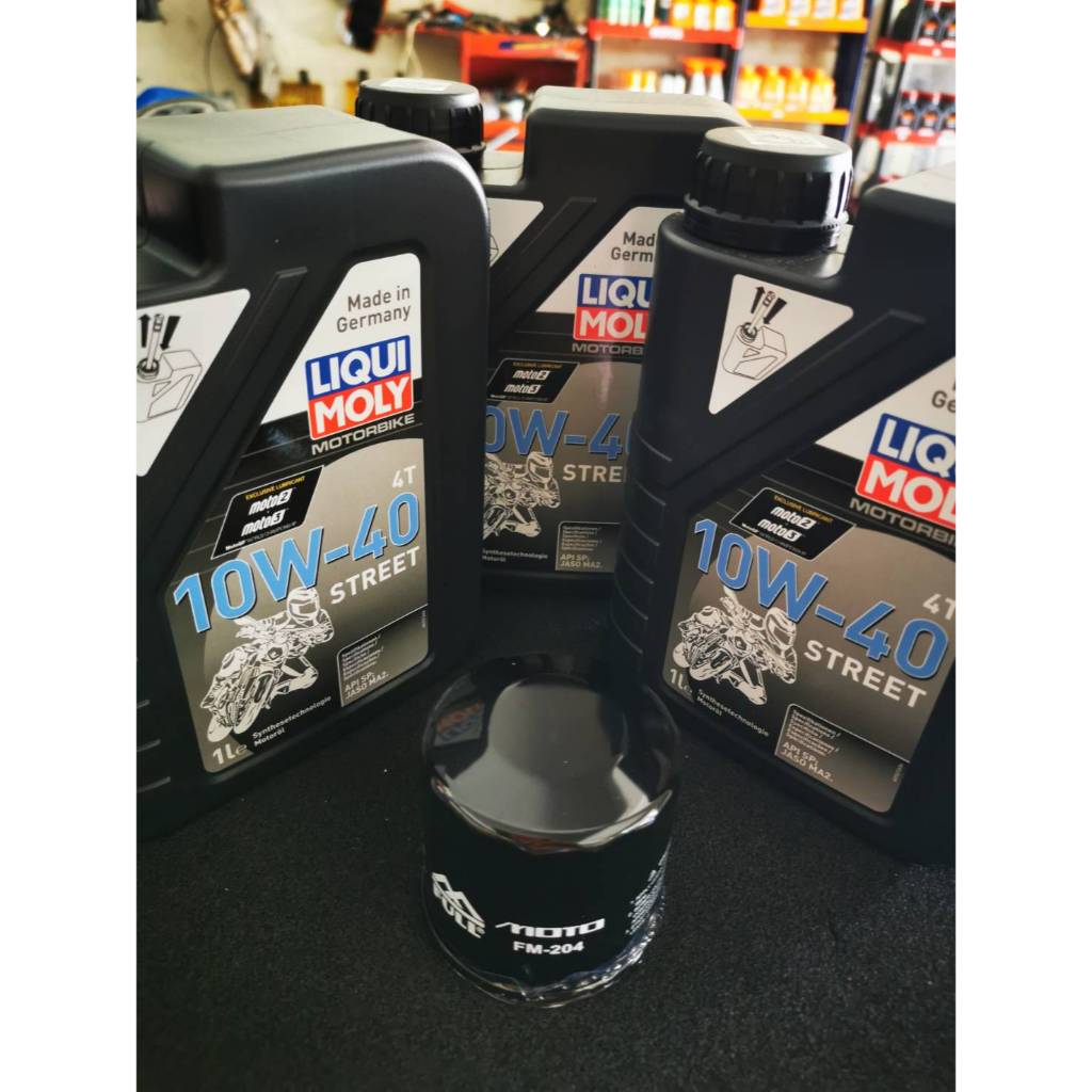 ชุดถ่ายน้ำมันเครื่อง LIQUI MOLY 10W-40 3 ลิตร ฟรี กรองน้ำมันเครื่อง FR-164 สำหรับ BMW F700 GS F750