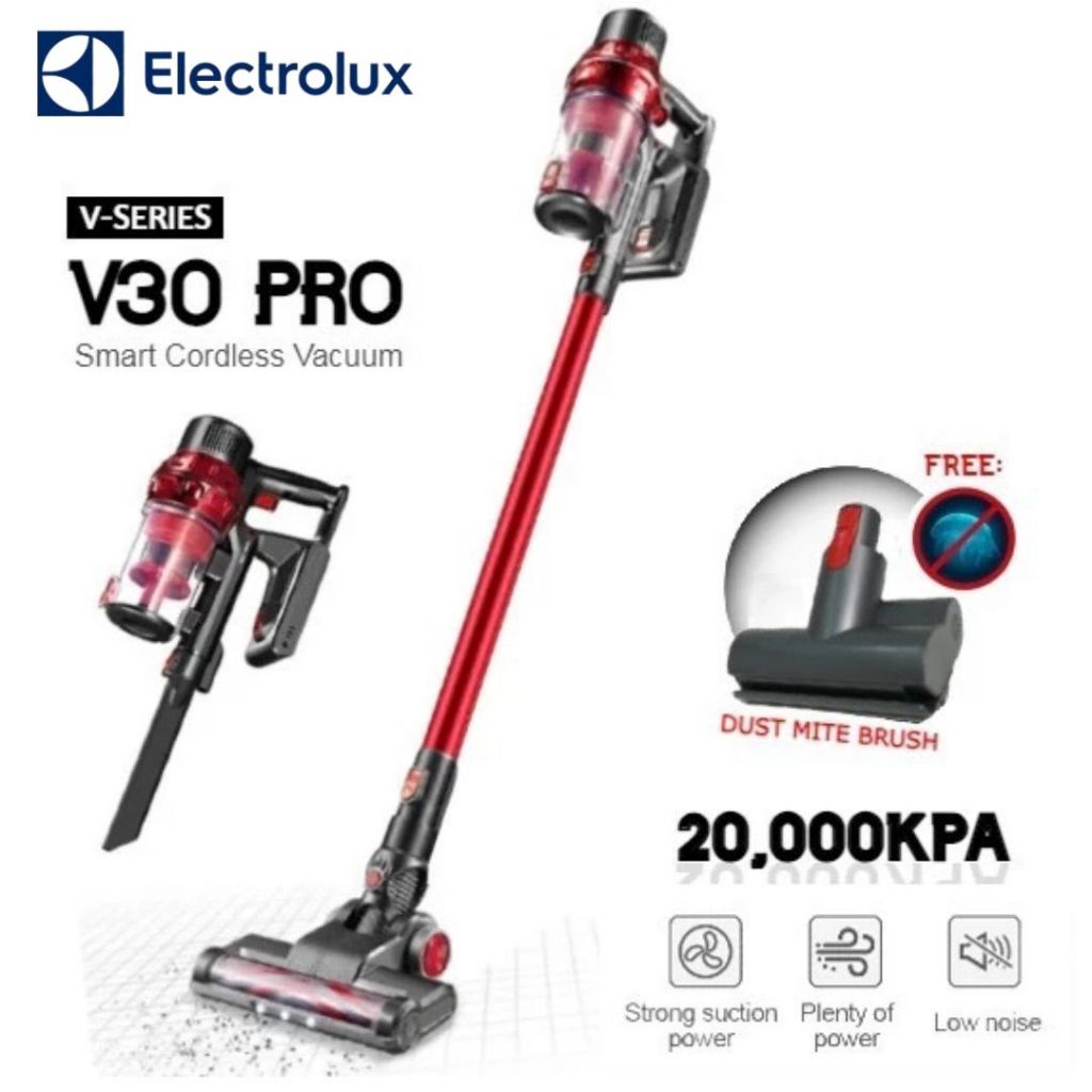 Electrolux V30 Pro🔥 เครื่องดูดฝุ่นไร้สาย ป้องกันขนพันกัน พร้อมแปรงลูกกลิ้งไฟ LED ดูดแรง ลูกกลิ้งฟรี และแปรงปัดไรฝุ่น