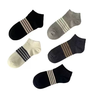 แพ็ค5คู่ พร้อมส่ง "CW-5" ถุงเท้าข้อสั้น มินิมอล ลายคาดกลาง สีพื้น ผ้านิ่ม ฟรีไซส์ มี5สี B11
