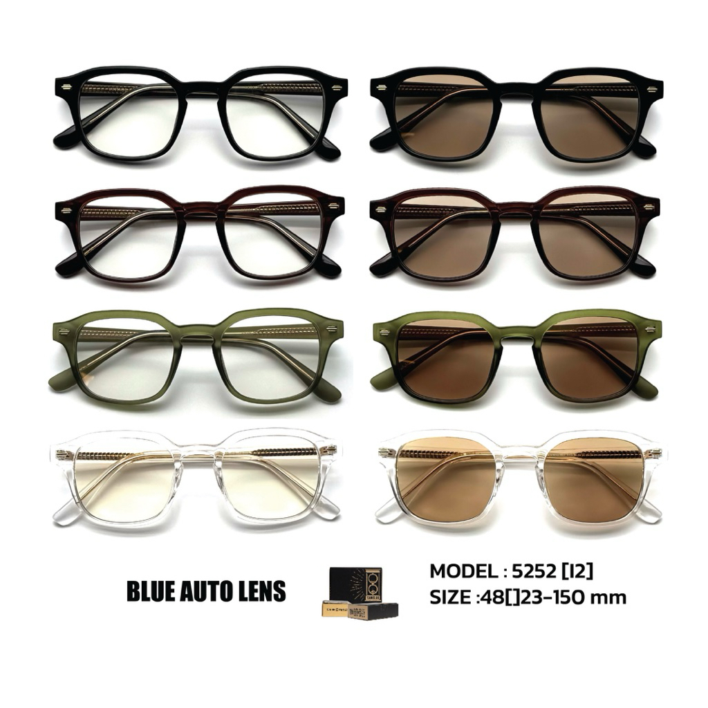TANES.SS | 5252 [BLUE-AUTO LENS] [SUN GLASSES UV400] แว่นตาน้ำหนักเบา แว่นตาใส่ได้ทุกรูปหน้า