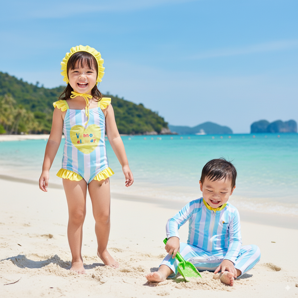 NT Baby – 083 (บริการส่งด่วนกรุงเทพฯ) ชุดว่ายน้ำคู่หูสุดน่ารัก สำหรับเจ้าตัวเล็ก!