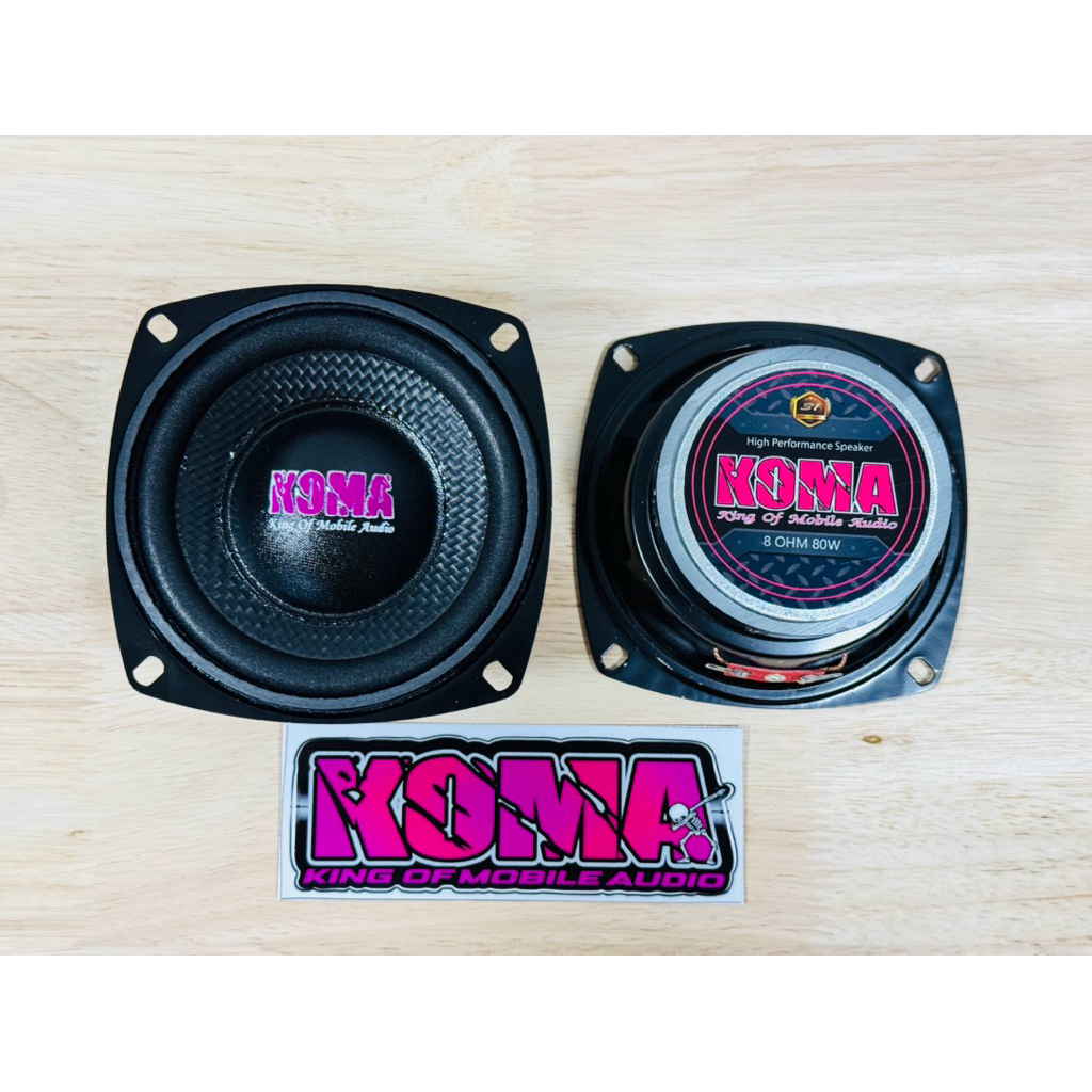 ดอกลำโพงบลูทูธ 4 นิ้ว 8 Ohms. 80 W (หน้าเคฟล่า) เสียงกลาง koma 4 นิ้ว ของแท้ ราคาต่อ 1 คู่ (2 ดอก) ของแท้ 100 %