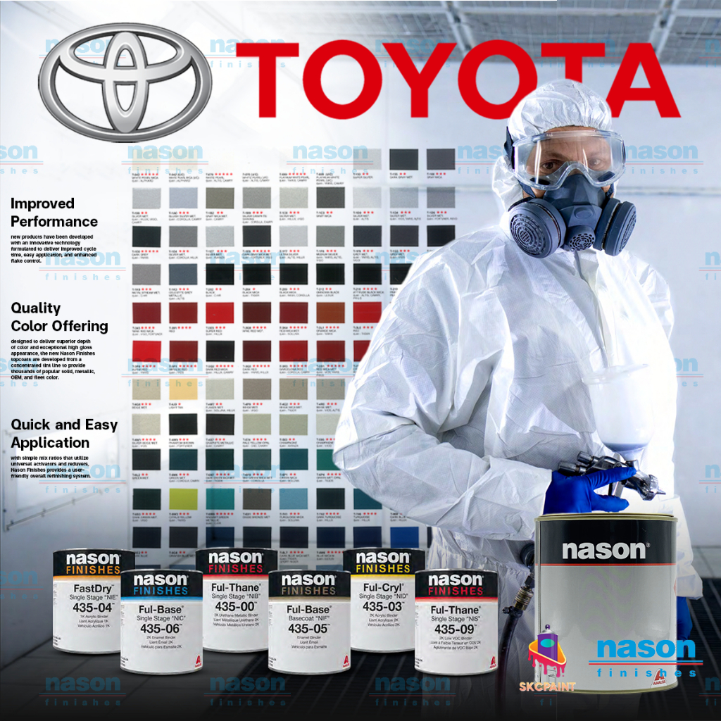 สีพ่นรถยนต์ Toyota รวมทุกเฉดสี Nason เนสัน 2K สูตรแห้งเร็ว ขนาด 1 ลิตร (หาสีไม่เจอแจ้งทางแชท)