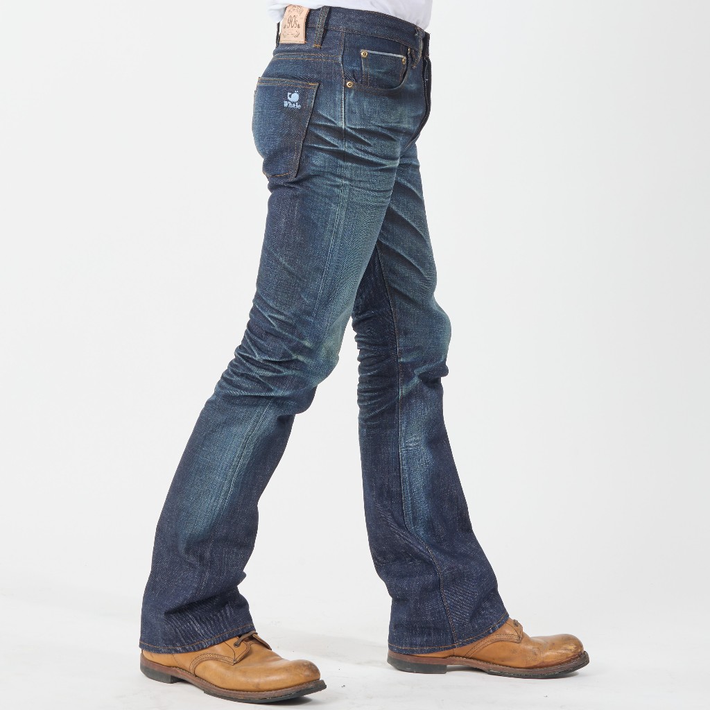 ขาม้าริมแดง16oz เฟดแฮนด์เมด อะไหล่ทองเหลืองแท้ ป้ายหนังแท้ ลิขสิทธิ์แท้ Whale Jeans