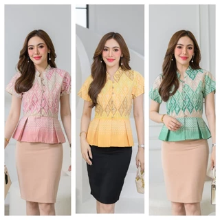 เสื้อลายขอพระราชทาน คอจีนเอวจีบ