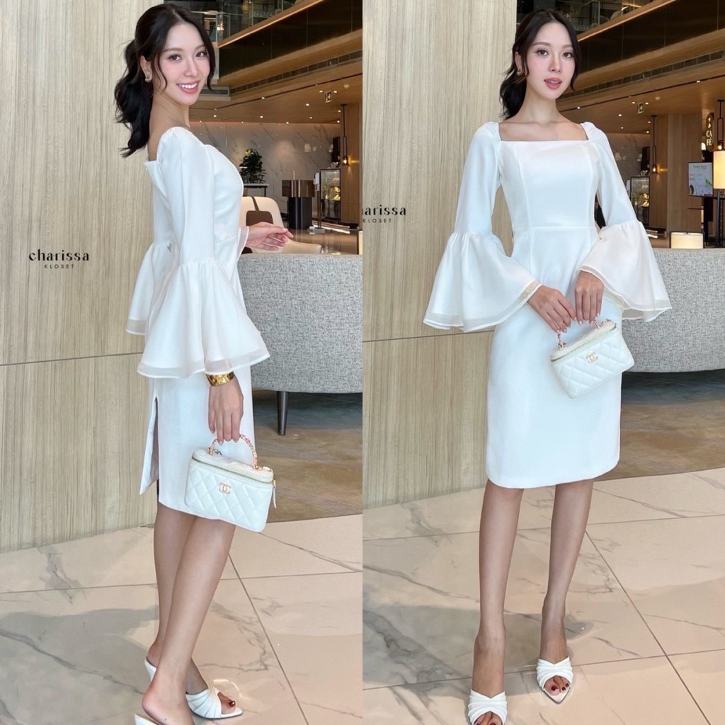 CHARISSA #เดรสสีขาว #เดรสออกงานสีขาว #เดรสสีชมพู  #เดรสออกงานสีชมพู  #เดรสสีชมพูยาว  #เดรสสีชมพูเรียบหรู #เดรสสีชมพู