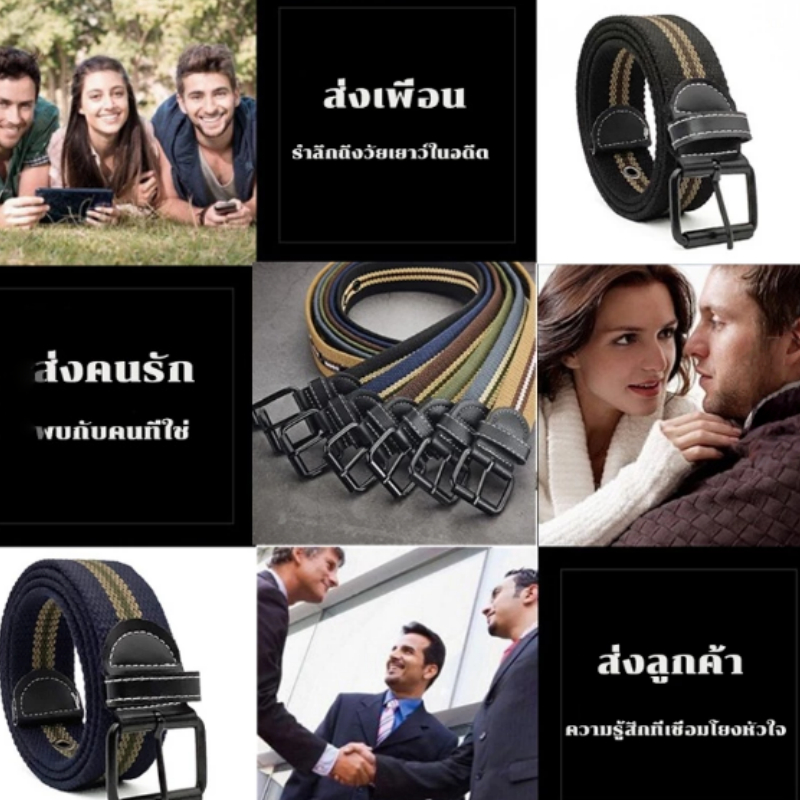 แฟชั่น ความเรียบง่าย สันทนาการ ร้อยชุด ผู้ชาย ผ้าใบ แถบ สีดำ รูเข็ม เข็มขัด - รูปที่ 3