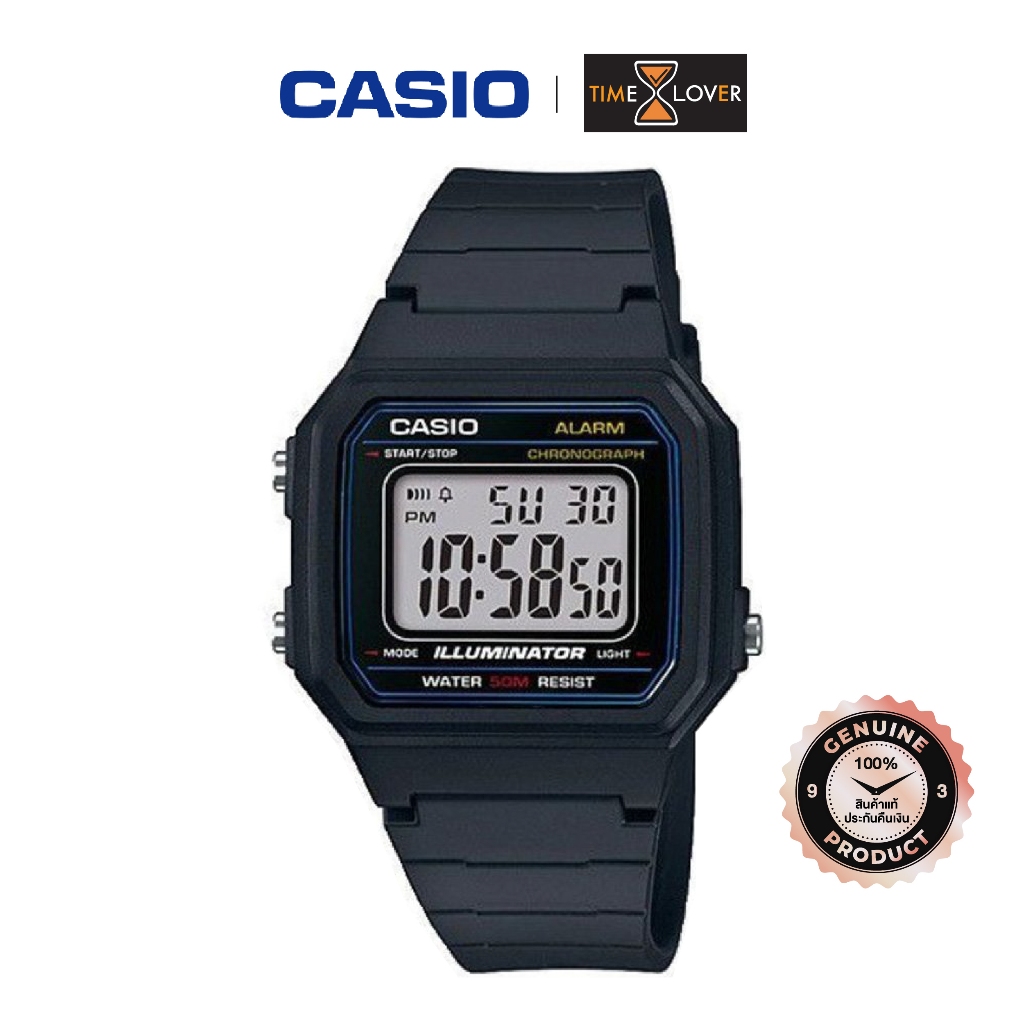 Casio รุ่น W-217H-1A นาฬิกาข้อมือผู้ชาย สายเรซิ่น  - สีดำ รูปที่ 2