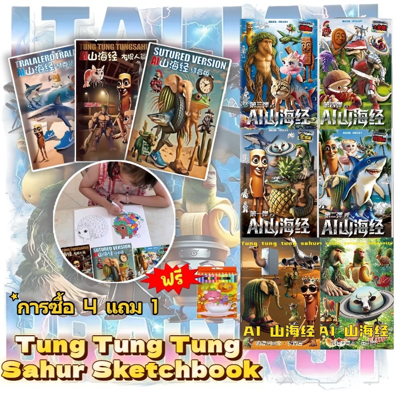 ส่งไว🚚Tung Tung Tung Sahur Sketchbook สมุดภาพระบายสี ตุงตุงตุงซาฮูร์ Bombardino Crocodilo เสริมสร้างจินตนาการ