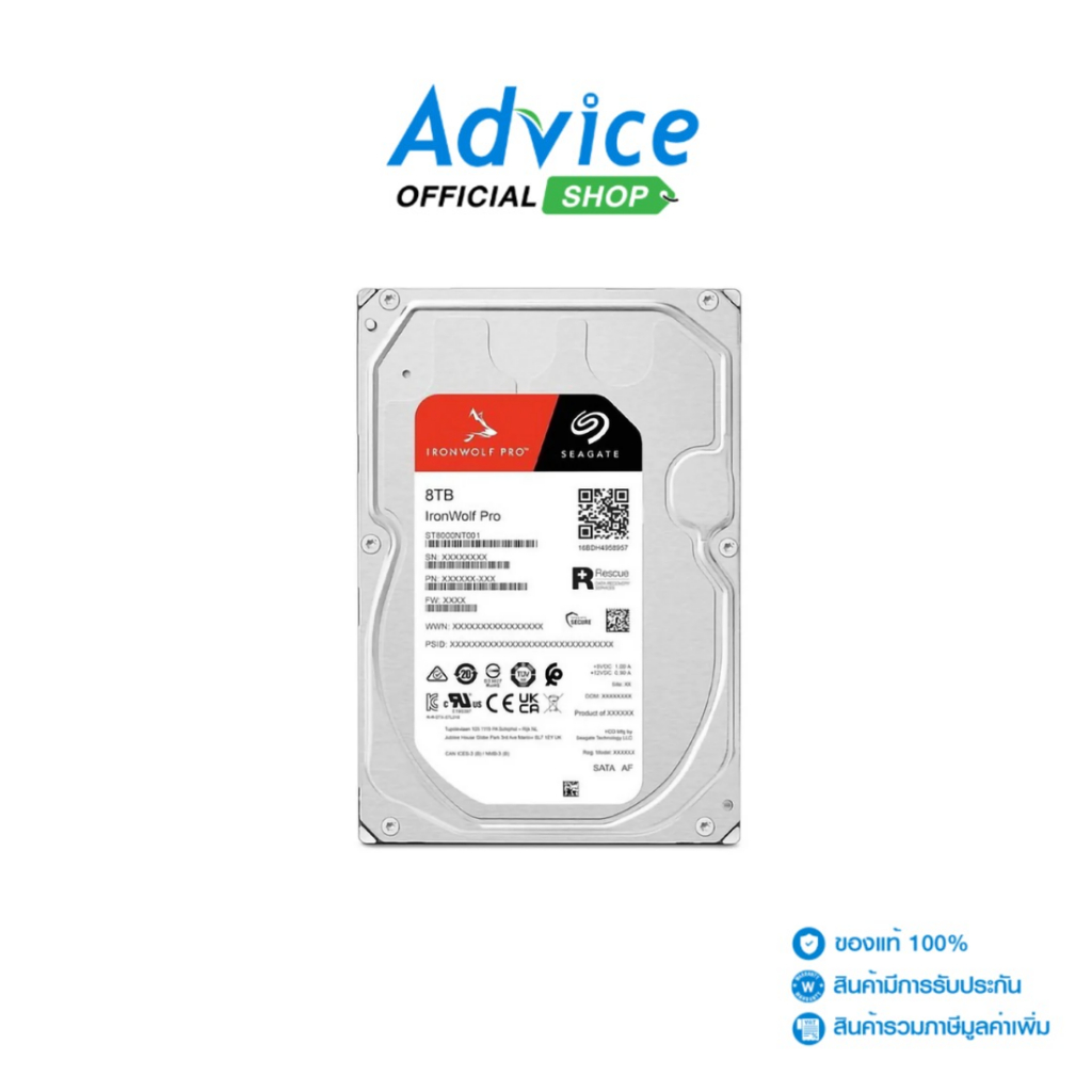 SEAGATE 8 TB HDD IRONWOLF PRO (7200RPM, 256MB, SATA-3, ST8000NT001) - A0165055