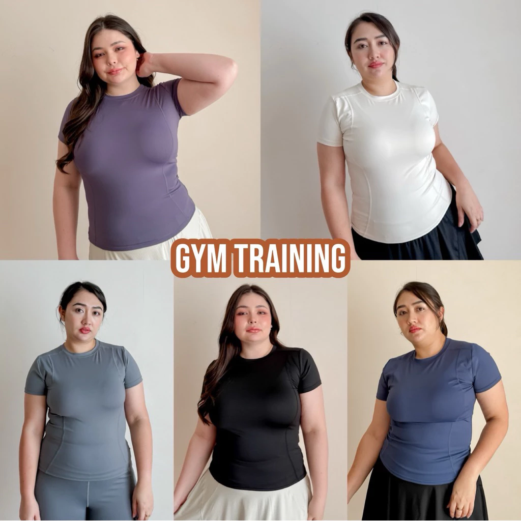 Lady M | GYM TRAINING เสื้อออกกำลังกายแขนสั้น คอกลม สาวอวบ อกยืดได้ถึง 50 นิ้ว มีหลากหลายสีให้เลือก ใส่เล่นเทนนิส ฟิตเนส