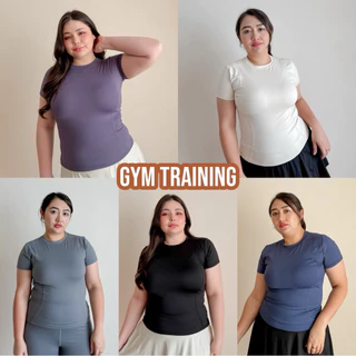Lady M | GYM TRAINING เสื้อออกกำลังกายแขนสั้น คอกลม สาวอวบ อกยืดได้ถึง 50 นิ้ว มีหลากหลายสีให้เลือก ใส่เล่นเทนนิส ฟิตเนส
