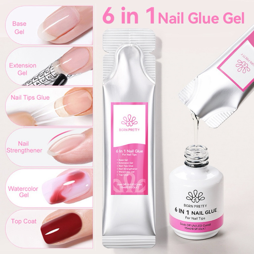 BORN PRETTY 6 in 1 Nail Glue Gel กาวเจลแบบ 6 in 1 ชนิดเติม ขนาด 15ml สินค้าพร้อมส่ง