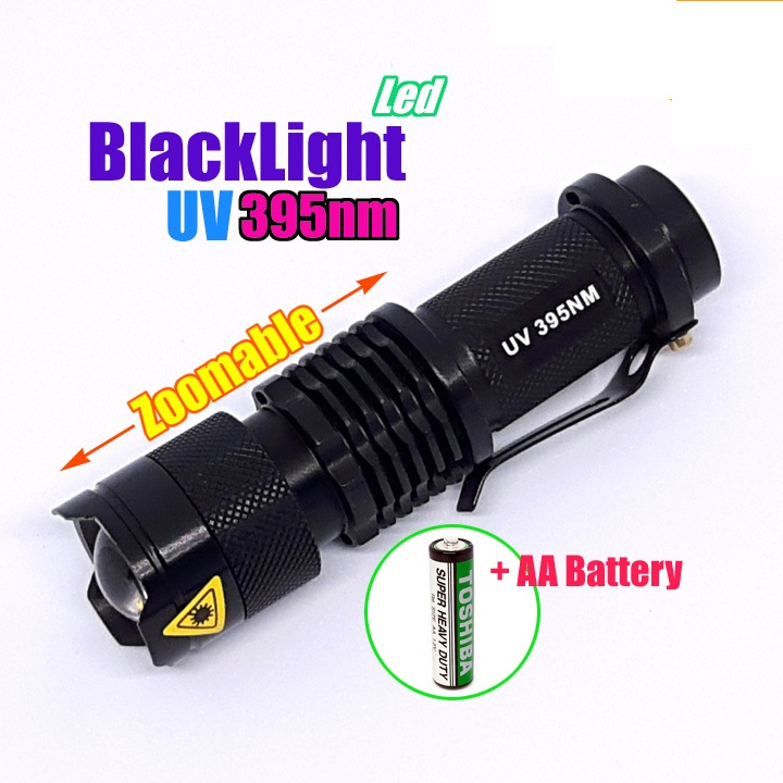 ไฟฉาย Blacklight 395nm ตรวจแบงค์ปลอม ตรวจการปลอมแปลง ตรวจคราบสกปรก ส่องลายน้ำ - ไฟฉายแบล็คไลท์ ไฟฉายยูวี UV LED