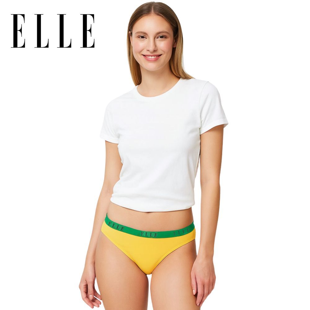 ELLE กางเกงในแบรนดฺดัง เกรดA แบบ Bikini เอวต่ำ ขอบยางใหญ่LOGO ELLE รุ่น QV6055