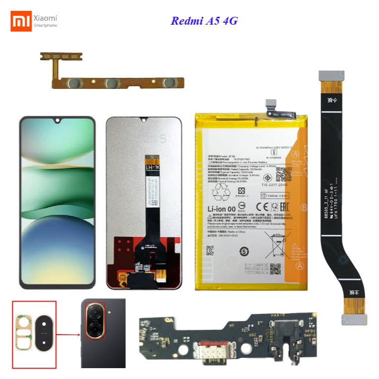 อะไหล่มือถือ Xiaomi Redmi A5 4G,25028PC03G,25028RN03A/สายแพร/กระจกเลนส์กล้อง/ฝาหลัง/แบตเตอรี่ BP5E/หน้าจอ LCD