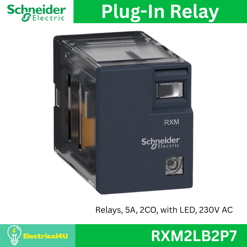 Schneider Electric RXM2LB2P7 Plug-In Relay รีเลย์ 2 คอนแทค 5A 230VAC ไฟ LED แสดงสถานะ