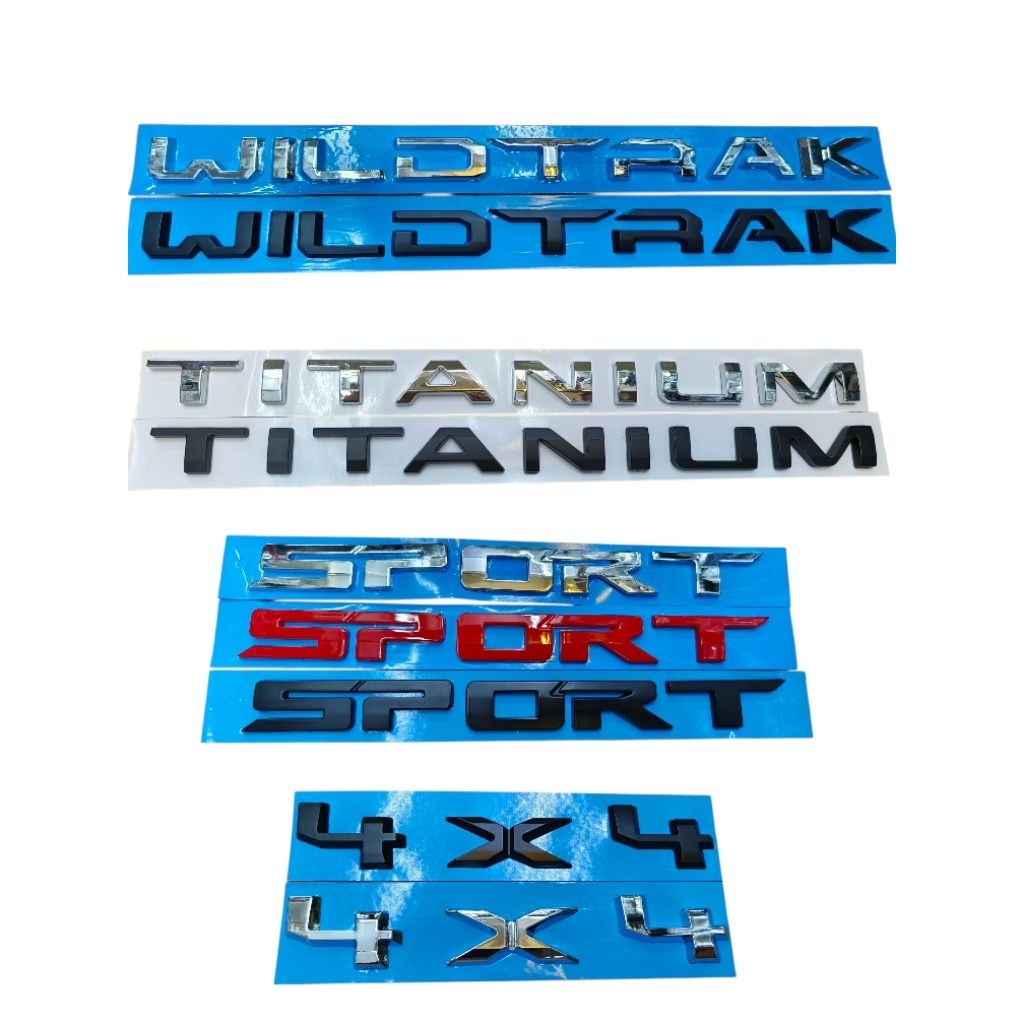 โลโก้อักษรของรถ ฟอร์ด Ford Wildtrak Sport Titanium 4×4 สำหรับติดข้างประตูหรือติดท้ายรถ