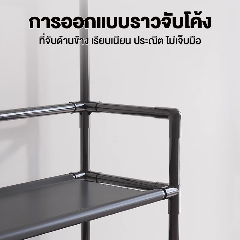 2IN1 ชั้นวางรองเท้า ราวแขวนเสื้อ ชั้นวางของ รูปที่ 6